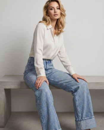 Gil Santucci Milano – Jeansy Wide Leg Crystal Monogram